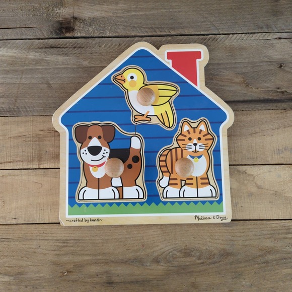 Melissa & Doug House Pets Jumbo Knob Puzzle - 3 Pieces / Pre-owned - Picture 1 of 8